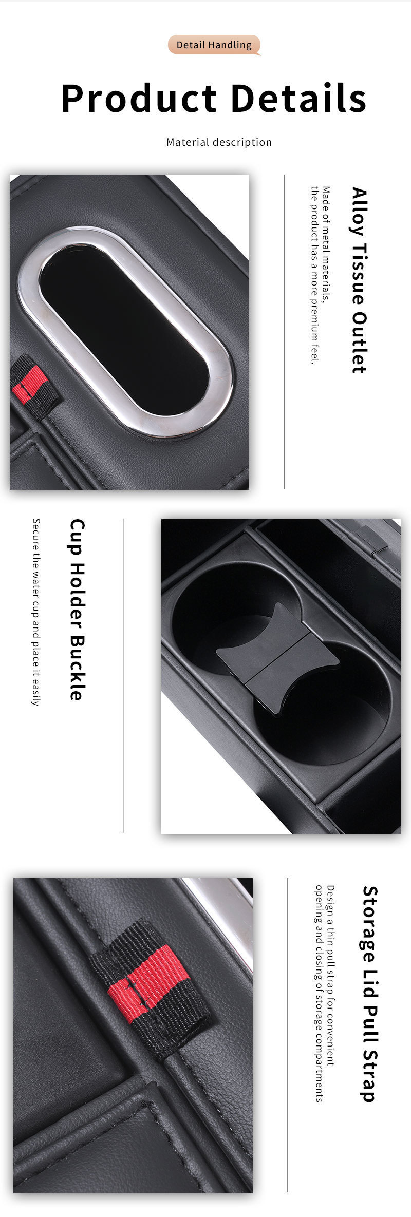 Cross-Border Car Armrest Box Heightening Pad Storage Box Tissue Box Cup Holder Car Multifunctional Storage Box Organizer