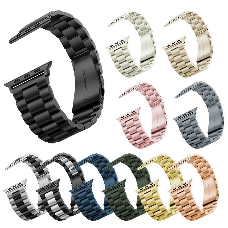 Подходит для Samsung Watch8 Huawei GT3 Apple три бусины ремешок для часов Apple watch7 ремешок для часов из нержавеющей стали