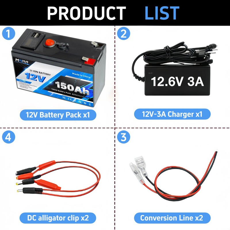 12V 150Ah Lithium-Ion Battery Pack USB Professional Power Supply Built-In Intelligent Bms Long-Lasting Lithium Iron Phosphate 12V 150Ah Lithium-Ion Battery Pack USB Professional Power Supply Built-In Intelligent Bms Long-Lasting Lithium Iron Phosphate