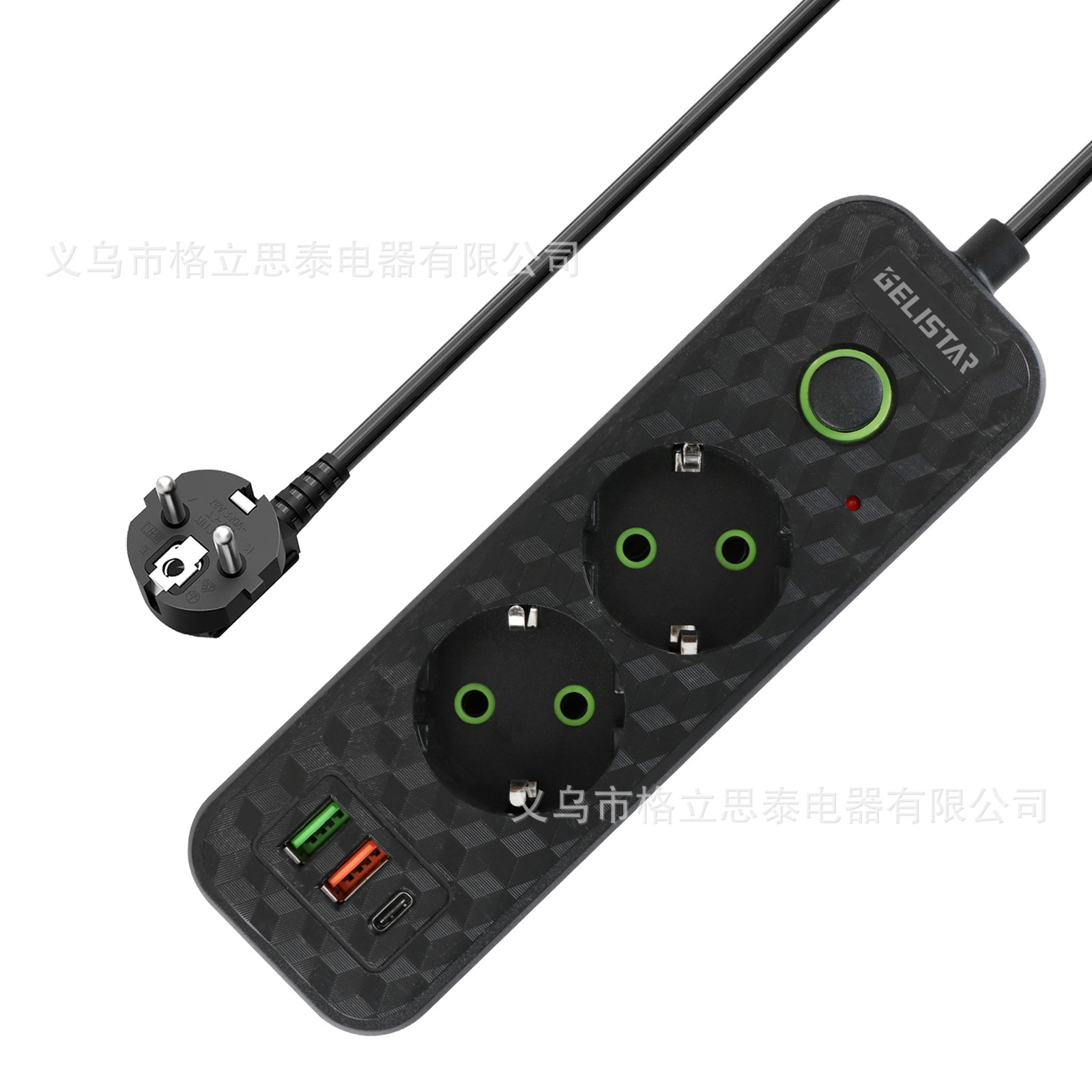 俄罗斯外贸插座带USB带开关跨境欧规欧孔排插3M线typeC插线板