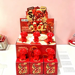 爆款红色小狗网红潮玩盲盒手办公仔创意可爱桌面摆件玩偶礼物批