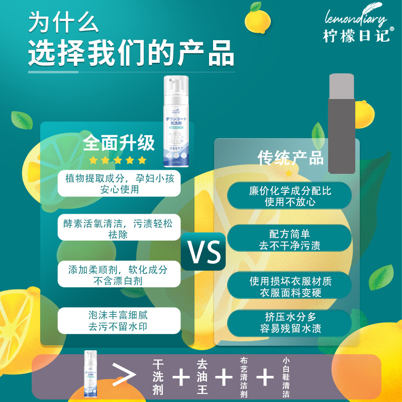 Down jacket detergent rinse-free foam mousse cleaning sofa fabric art oil pollution active oxygen dry cleaning agent wholesale