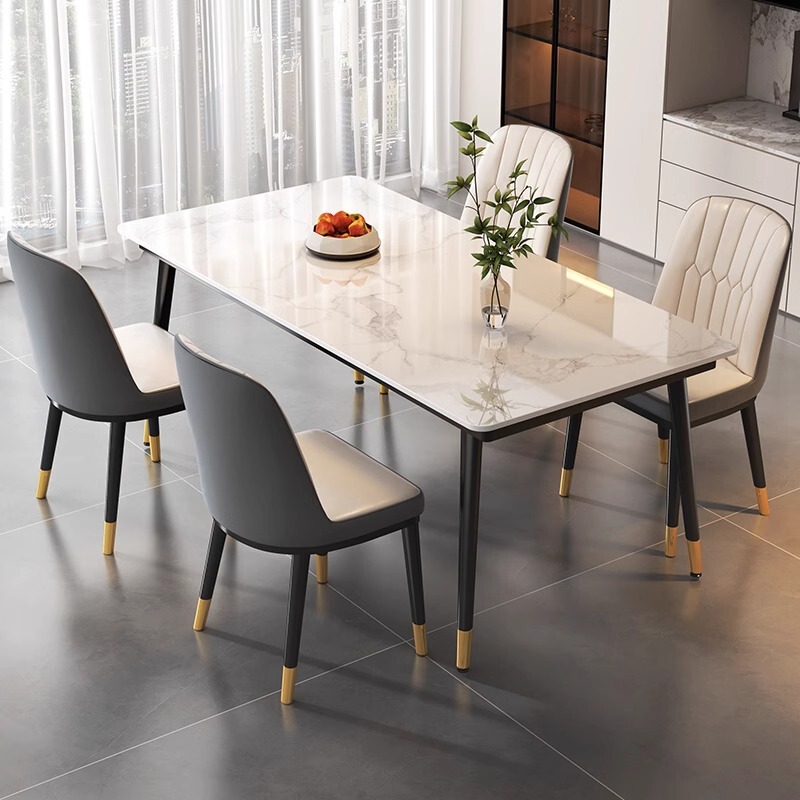 Slate Dining Table, Light Luxury Modern Minimalist Dining Room Rectangular Dining Table, Living Room Home Dining Table and Chair Set for Small Apartments