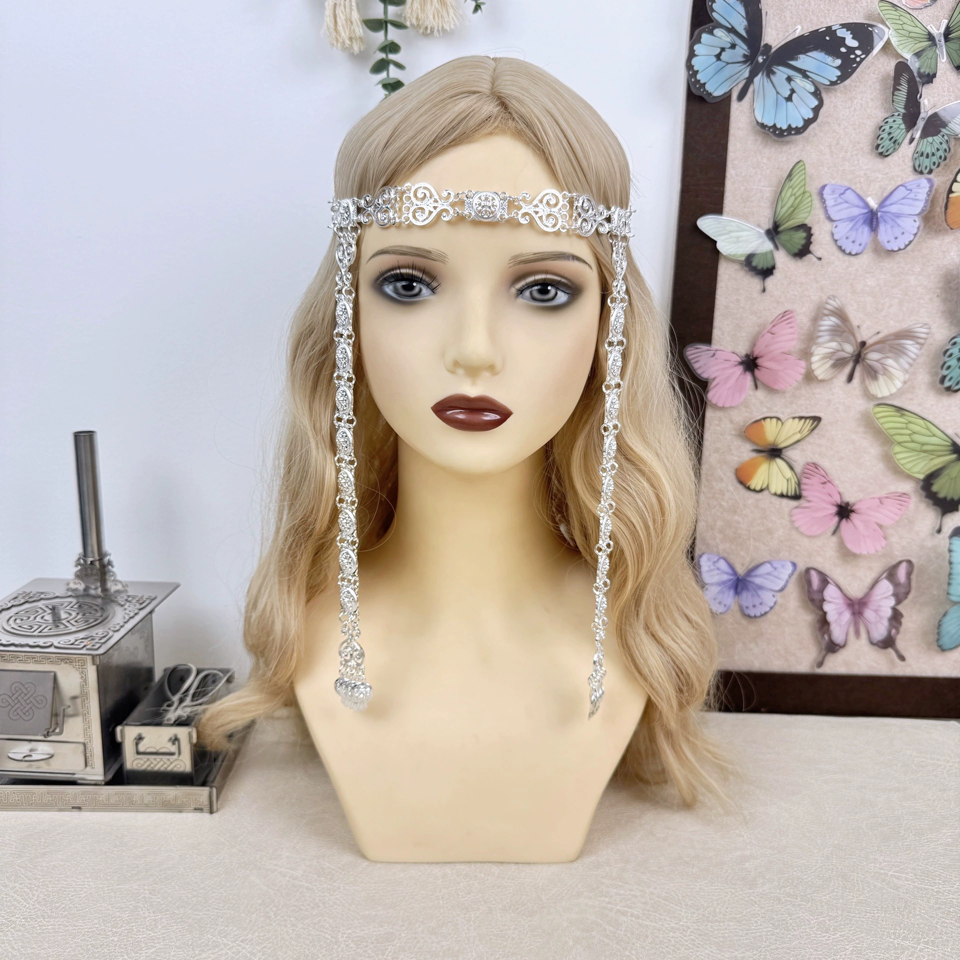 Русские якутские головные уборы из цинкового сплава в этническом стиле, яркая серебряная цепочка для волос, бурятские аксессуары для лба