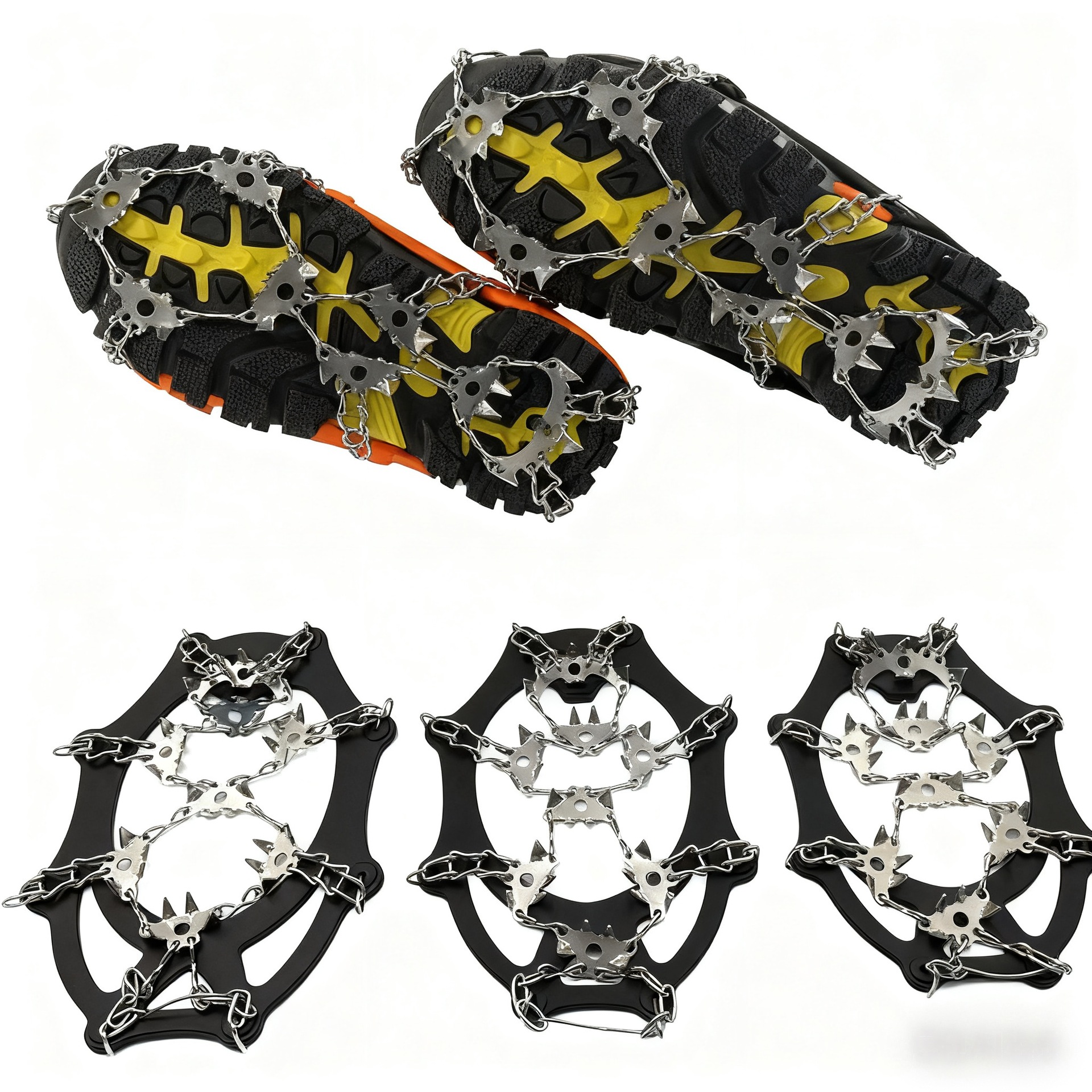 Outdoor crampons, 23-tooth anti-slip shoe covers, spiked shoes, snow anti-slip shoe covers, snow and ice anti-slip soles, anti-slip chains.