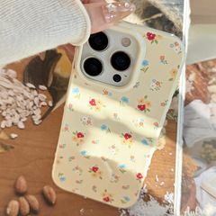 暖黄色碎花苹果16手机壳13硅胶17适用iphone15promax防摔14文艺风