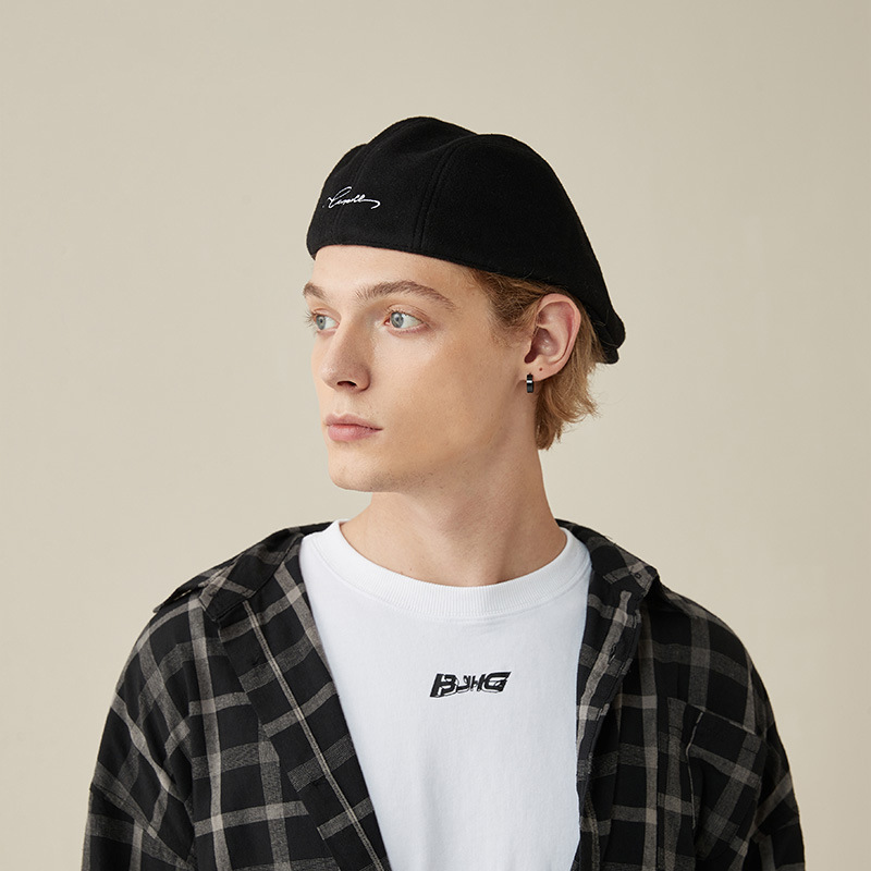 Autunno e inverno edizione coreana berretto da uomo in lana casual artista semplice tendenza del cappello a gemma_voghion.com