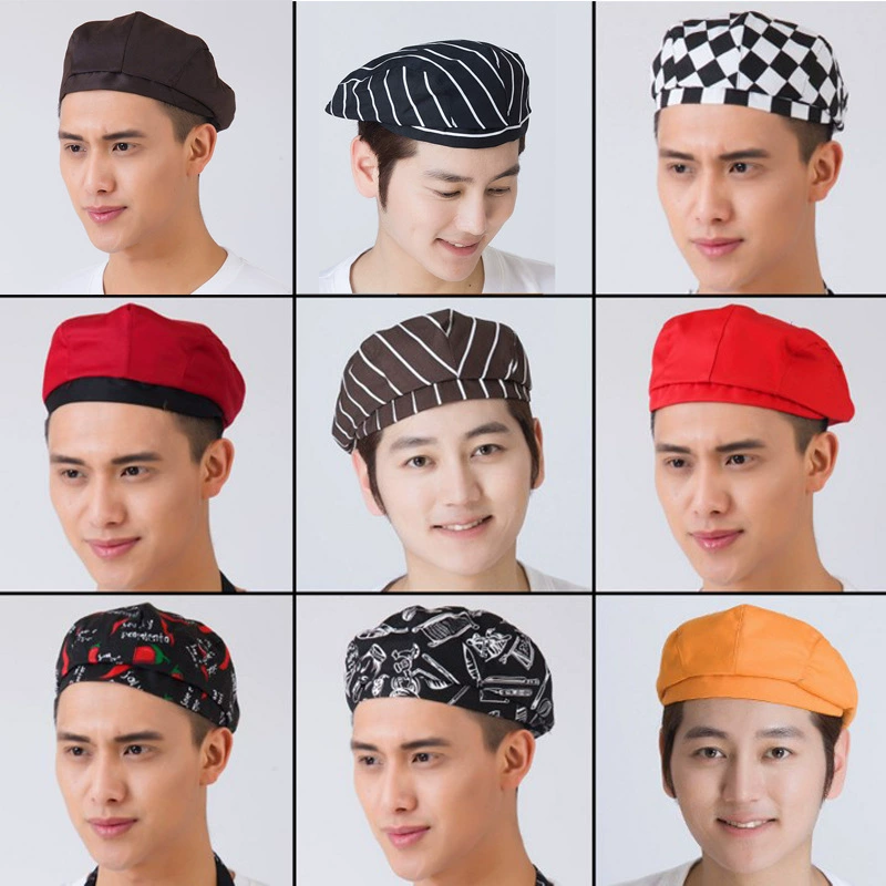 Шляпа шеф-повара, мужской и женский летний дышащий берет, кухонный горячий горшок, ресторан, тканевая шляпа, официант, рабочая шляпа с принтом