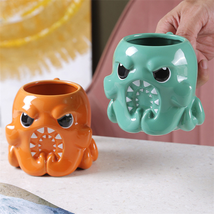 octopus ceramic cup high-looking coffee cup creative cute animal water cup large capacity mug_voghion.com