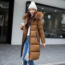 跨境2025秋冬新款女装长款棉服连帽大毛领羽绒棉棉服女装棉袄外套