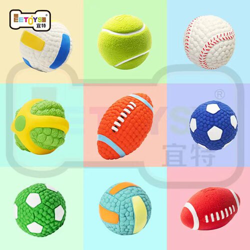 Yite Pet Products Latex Rugby Soccer Series Puppy Molar Sound Ball Interactive Boredom Relief Dog Toy