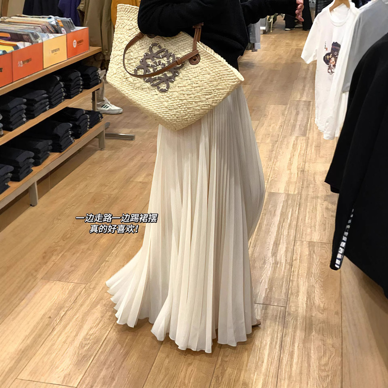 New Style Large Hem Elegant Chiffon Skirt Spring Long Pear-Shaped Body A-Line Umbrella Skirt Pleated Skirt New Style Large Hem Elegant Chiffon Skirt Spring Long Pear-Shaped Body A-Line Umbrella Skirt Pleated Skirt