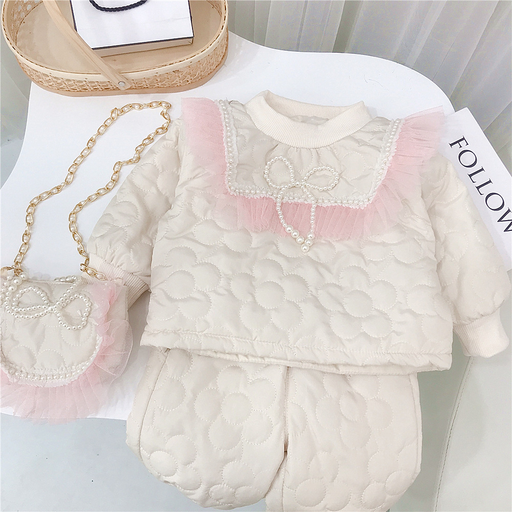 Girls' Warmth 2023, Thickened Cotton Quilted Two Piece Set for Girls in Winter_voghion.com
