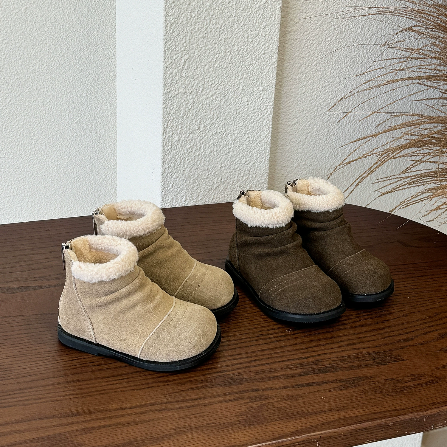 Martens, keep warm soft children's winter low boots, Korean style