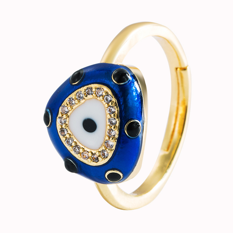 Fashion Devil's Eye Shape Dripping Copper Inlaid Zircon Open Ring display picture 7