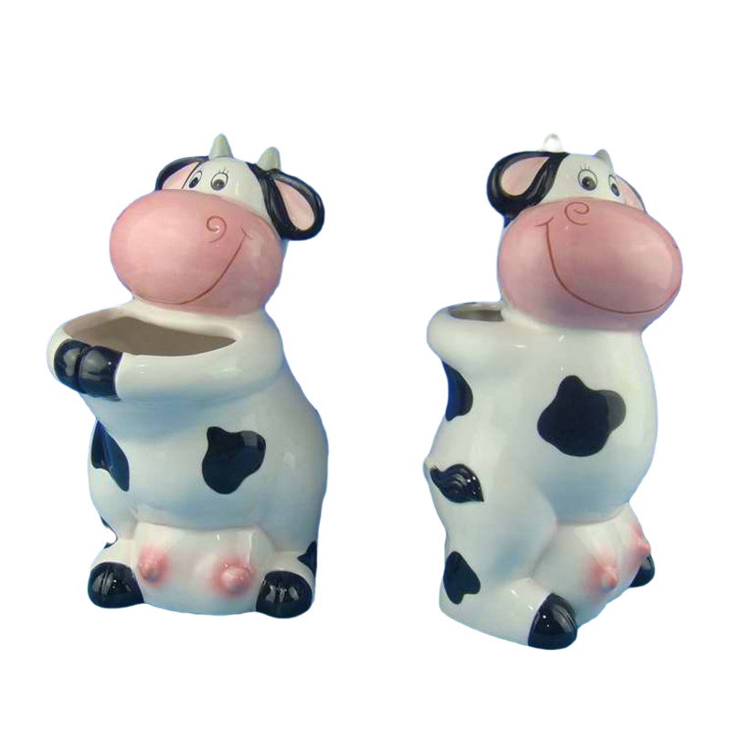 Herramientas de cerámica para vacas, insertos para comidas de dibujos animados, vajillas para vacas creativas, insertos para comidas de cerámica pintados de dolomita