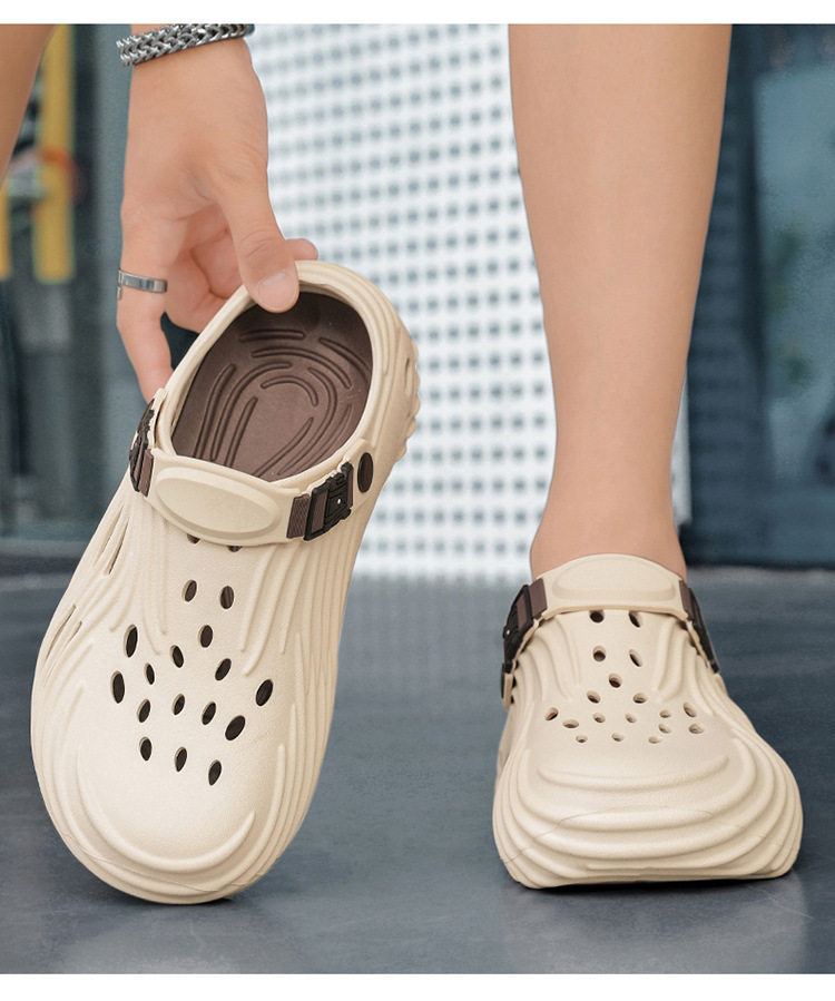Dép sandal nam lỗ thoáng đế dày EVA chống trượt, đi biển và lái xe — Màu nâu kaki, Xanh nhạt, Đen xám chi tiết 15