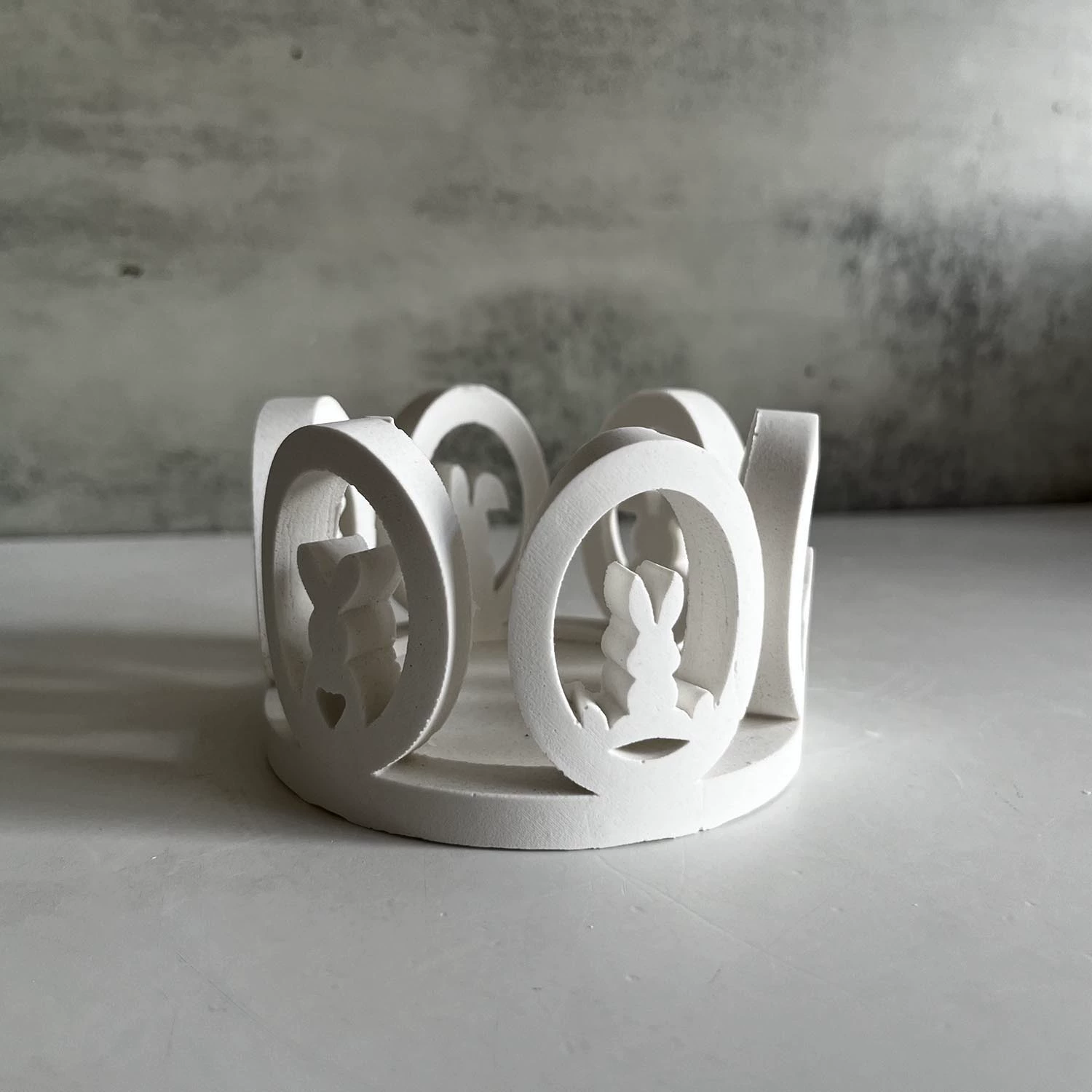 Hollow ring rabbit lamp silicone mold tea lamp candlestick Easter gypsum ornament mold