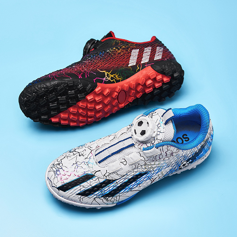 En nombre del botón giratorio, zapatos de fútbol, niños, escote, niños, niños, uñas rotas, zapatos deportivos de entrenamiento para jóvenes estudiantes