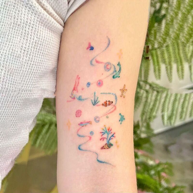 Interesting Little Creatures in the Sea, Underwater World Tattoo Stickers, Colorfulful Dopamine Summer Arm Small Fresh Painted Waterproof Interesting Little Creatures in the Sea, Underwater World Tattoo Stickers, Colorfulful Dopamine Summer Arm Small Fresh Painted Waterproof