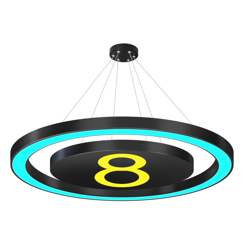 Lámpara de forma especial de forma redonda snooker billar negro 8 tiendas de juegos de marea KTV sala de deportes eléctricos atmósfera de billar anillo