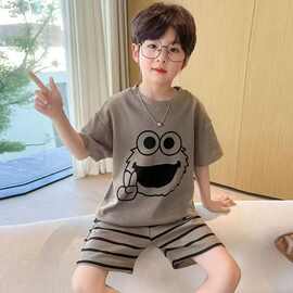 2026新款儿童男童睡衣短袖裤家居服两件套夏季薄款中大童卡通睡衣
