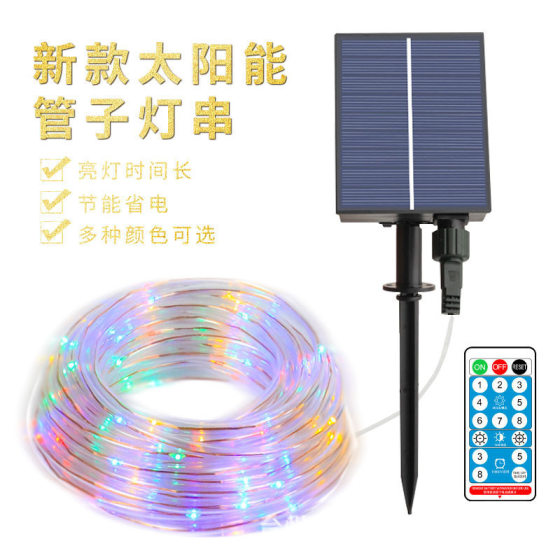 led solar tube light outdoor waterproof camping light string atmosphere decorative light festival light rainbow tube garden light