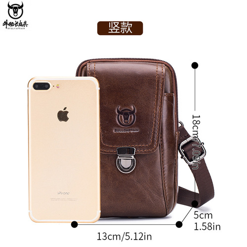 Captain Cow Leather Goods First-layer Cowhide Men's Belt Bag Casual Outdoor Mobile Phone Bag Genuine Leather Shoulder Crossbody Waist Bag
