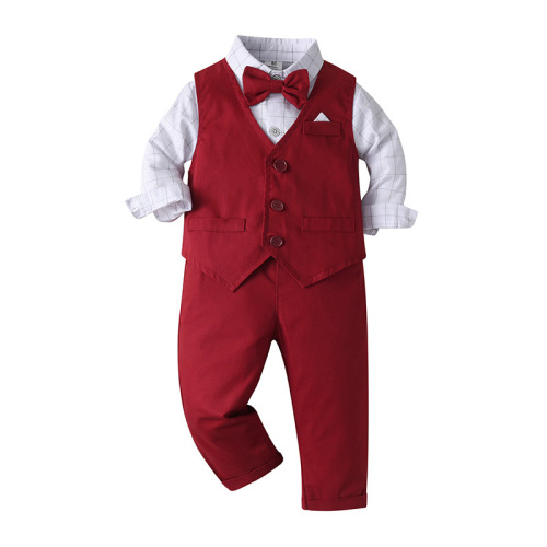 Foreign Trade Kids' Clothing: British-Style Suit Vest 3-Piece Set | Children's Spring/Fall Formal Wear | Boys' Autumn Outfits | Baby Clothes