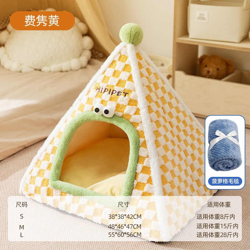 秋冬新款暖暖空间蒙古帐篷保暖封闭窝中小型犬猫窝狗窝窝垫泰迪|undefined