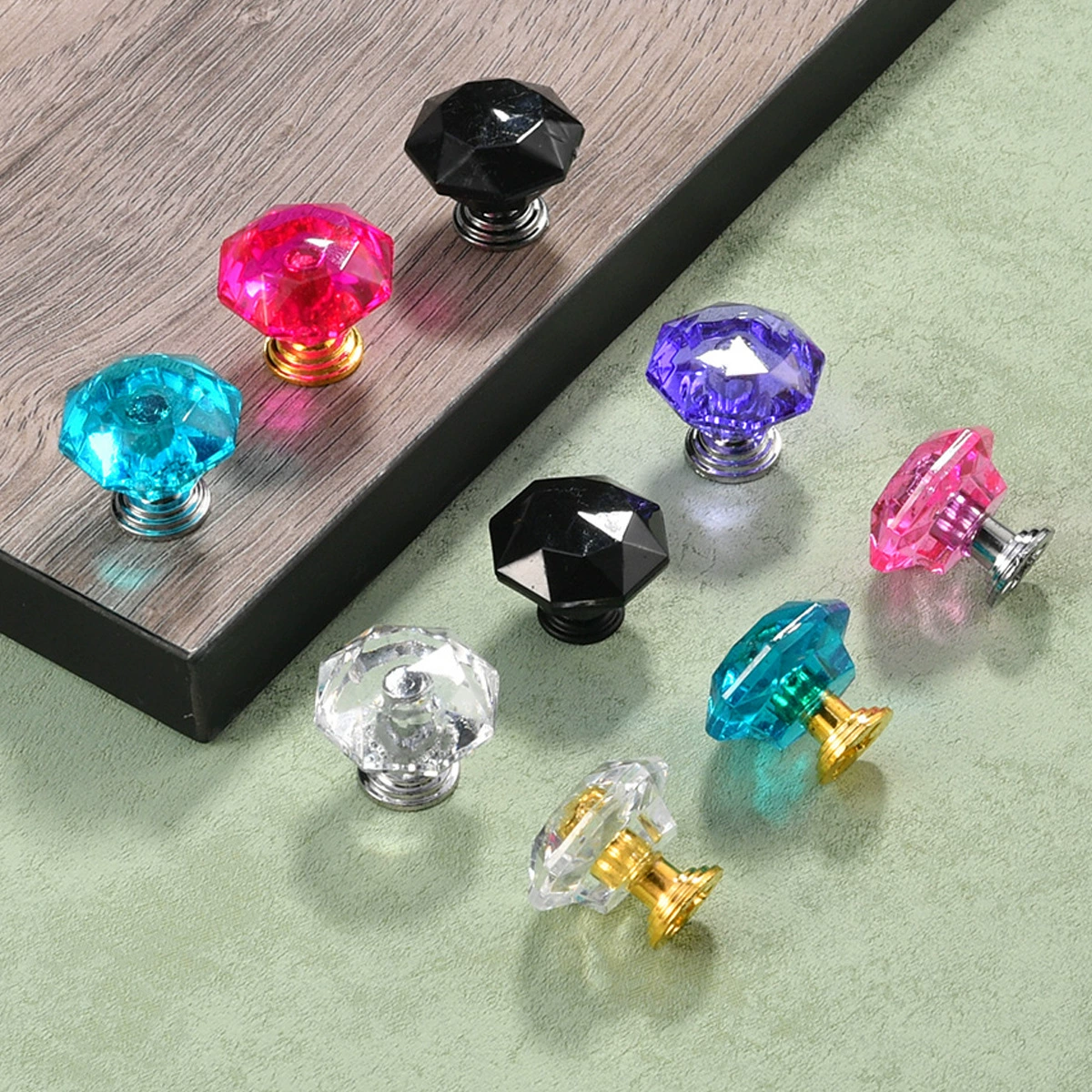 Кристаллическая цветная выдвижная мозаика Diamond Diamond Шкафчик Линейка Ручка Ручная пластиковая рукоятка