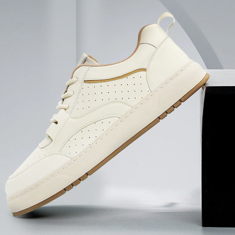 Giày sneaker nam da thật cổ thấp đế bằng dây buộc — GX118 màu mơ