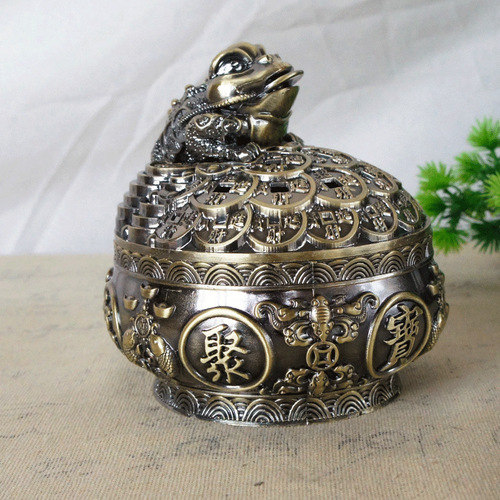 Internet celebrity metal alloy electroplated surface cornucopia incense burner golden toad ashtray tea room tea table office desk ornaments