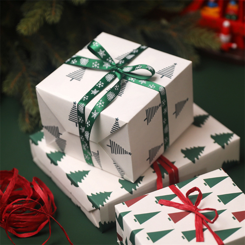 Amazon nuevo conjunto de cintas Rowan estriadas empaque de regalo decoración de Navidad impresa cintas de nieve