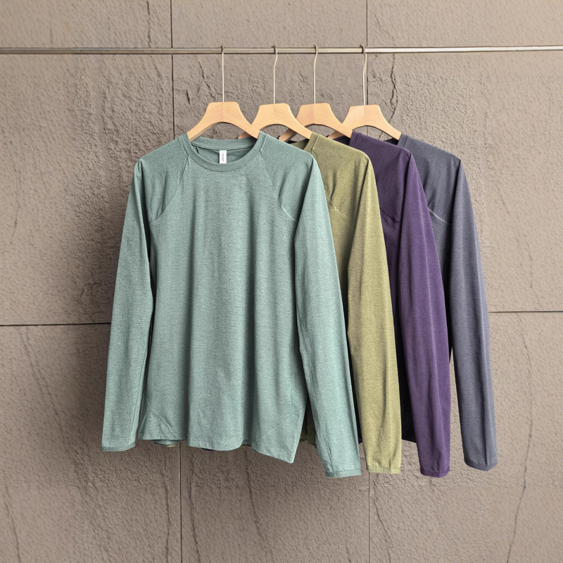 Niaoxi Moisture-Absorbing Men's Outdoor Mountain Style Wind Speed Dry Breathable Long-Sleeved Special Top-Stitched Elastic Bottoming Shirt T-Shirt