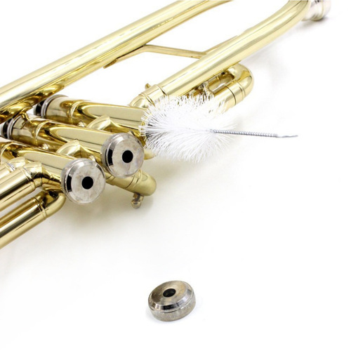 Trombone cleaning brush set, including a tenor trombone mouthpiece brush, suitable for tenor trombones, mouthpieces, and other wind instruments.