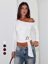 V 26988 One Shoulder Ribbon T-Shirt һ����Ʈ��T�� ŷ���羳��