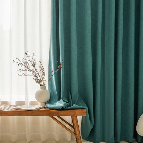 Custom High-Temperature Setting Embroidered Snow Nylon Herringbone Pattern Splicing Solid Color Thick Blackout Curtains for Living Room