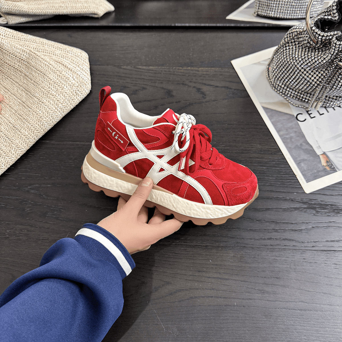 Thick-Soled Forrest Gump Shoes 2025 Autumn and Winter New Versatile Fashionable Popular Lightweight Genuine Leather Casual Sports Shoes for Women