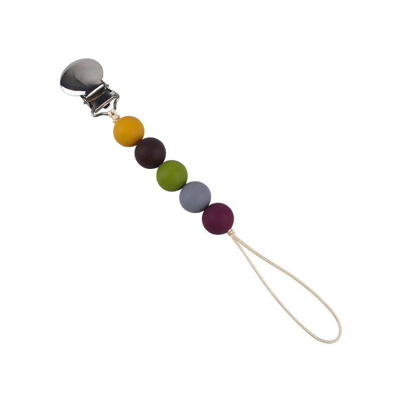 Suministros para bebés nuevo clip de pezón de hierro redondo dientes de bebé moler cuentas de silicona Cadena de pezón cadena anti-caída