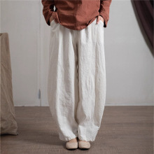 棉麻女装砂洗亚麻 前拼接 宽松舒适裤子 6色