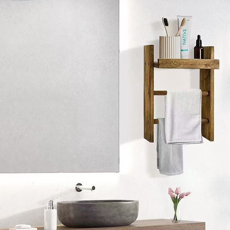 Bathroom Old Toilet Wooden Wall Hanging Rack Towel Rack Storage Rack Bathroom Storage Rack Washstand Wooden Storage