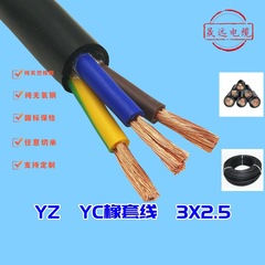 純銅製 送料無料 標準ゴムケーブル 3X2.5 耐熱140度、耐寒性抜群
