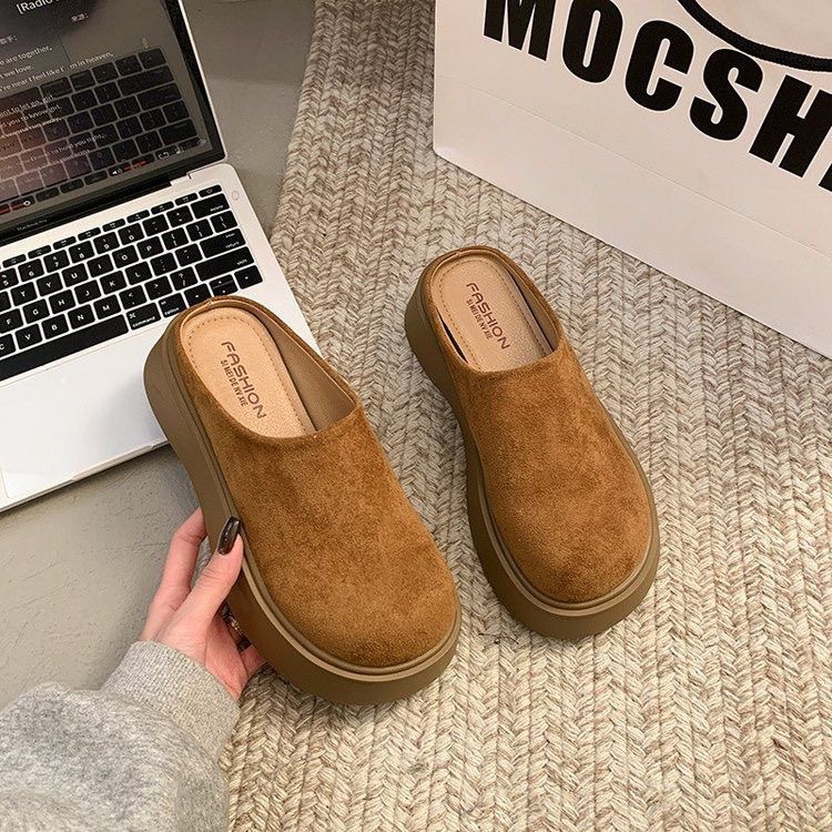 Slip-On Birkenstock Slippers, Toe-Cap Half Slippers for Women, 2025 New Spring & Fall Retro Thick-Soled Heightening Birkenstock Shoes