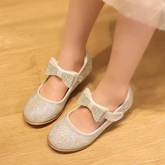 Girls' High Heeled Princess Shoes Model Show Shoes Little Girl's Children's Shoes Shining Stage Crystal Shoes
