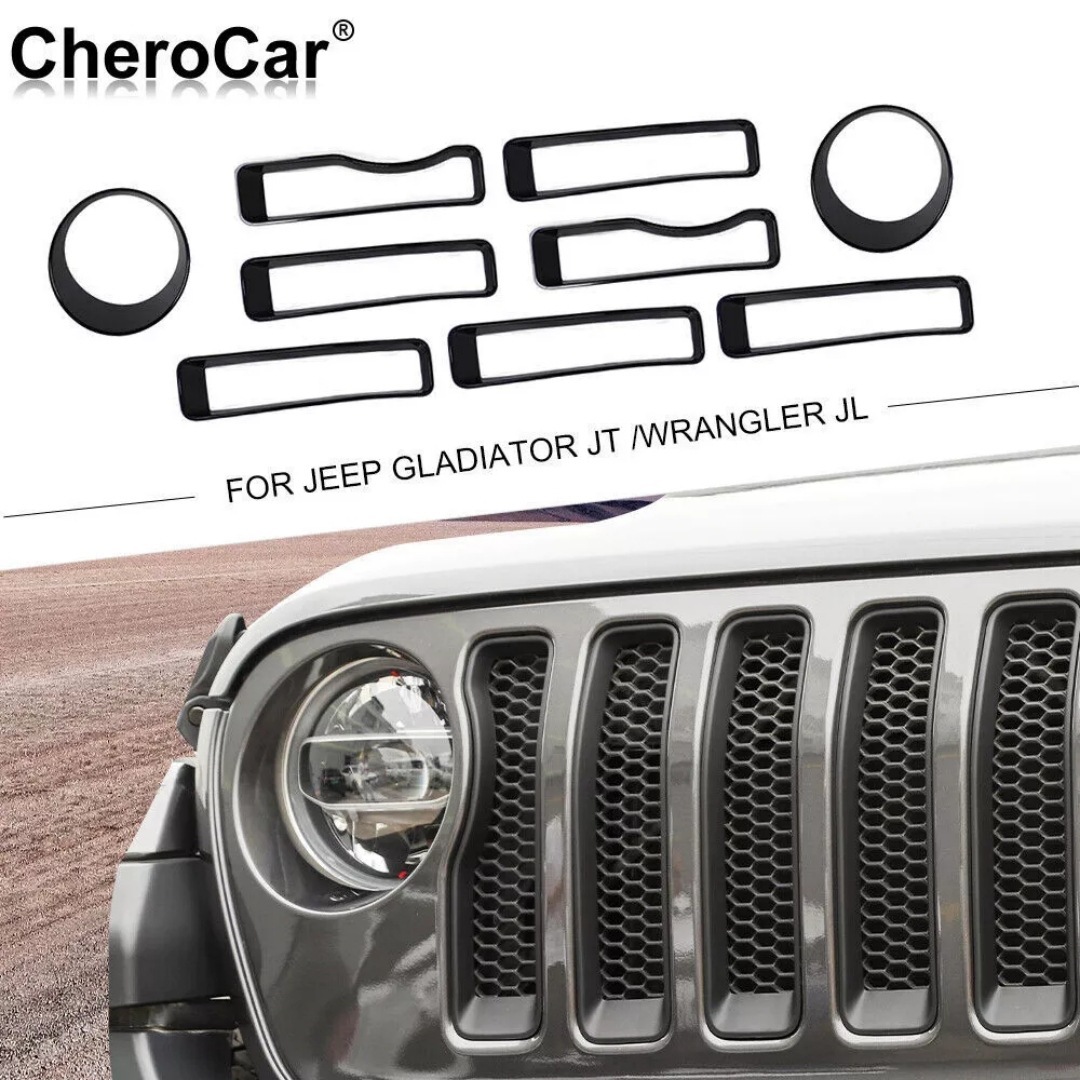 Suitable for 2018 New Wrangler Jl Modification Parts Jl Modified Headlight Ring Center Net Ring Modified Exterior Parts