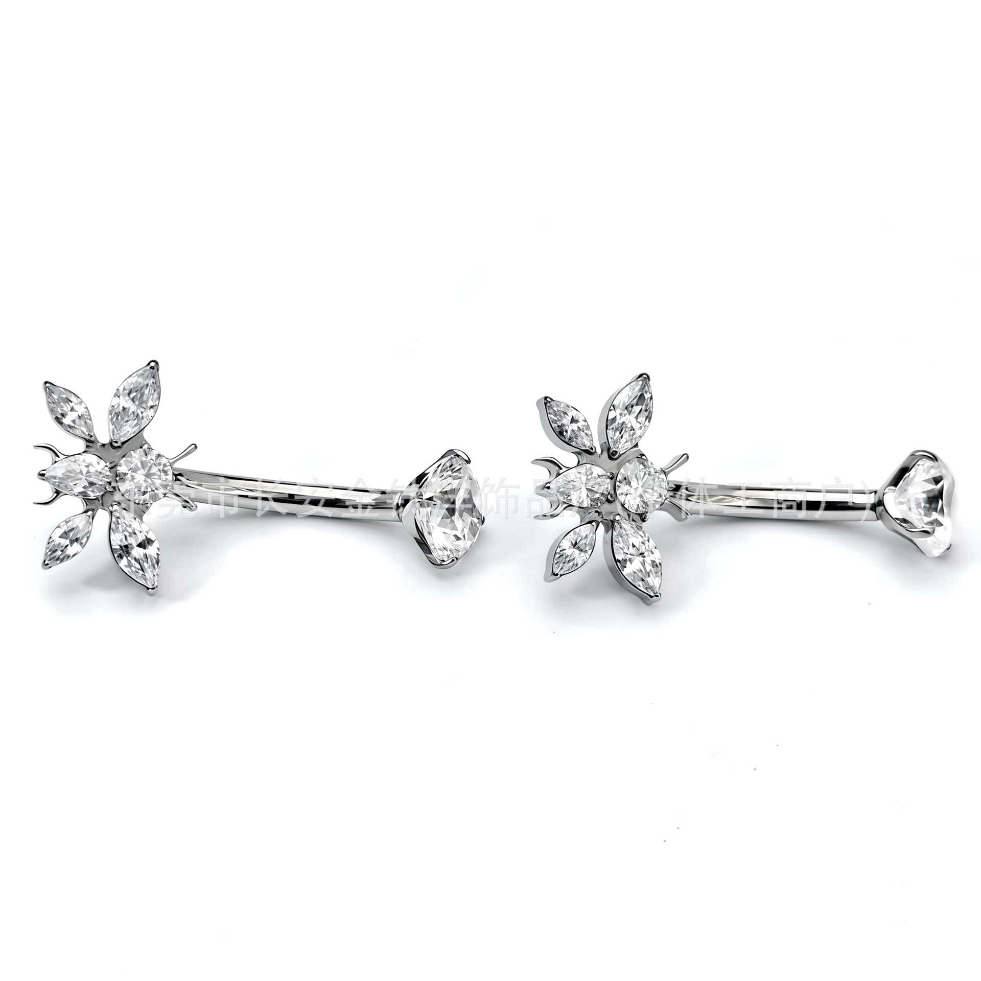 F136 Titanium Internal Thread Bee-Shaped Full Zircon Belly Button Ring G23 Titanium Alloy Body Piercing Jewelry detail image 4