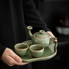 简约1壶2杯功夫茶具套装酒店民宿泡茶器家用2人喝茶套组一件代发