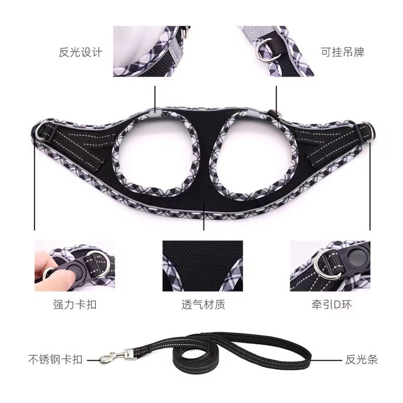 Correa de pecho chaleco tipo cuerda de tracción para caminar cuerda para perros cuerda para gatos adornos perros pequeños artículos para mascotas anti-desprendimiento