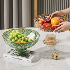 Light luxury elevated PET fruit tray with detachable base, drainable design, and premium aesthetic—perfect for living rooms and home use as a trendy fruit basket or bowl.